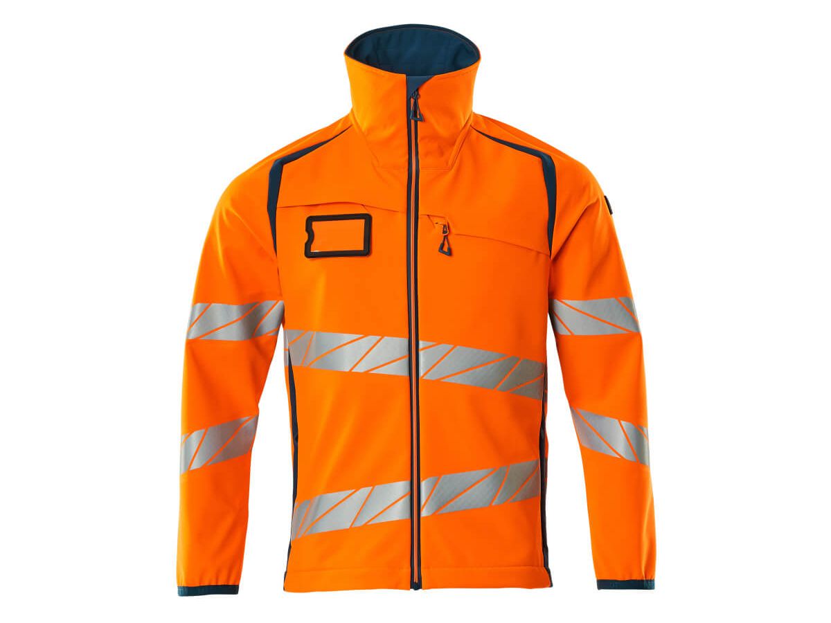 Soft Shell Jacke, Gr. 3XL - hi-vis orange/dunkelpetroleum, 100% PES