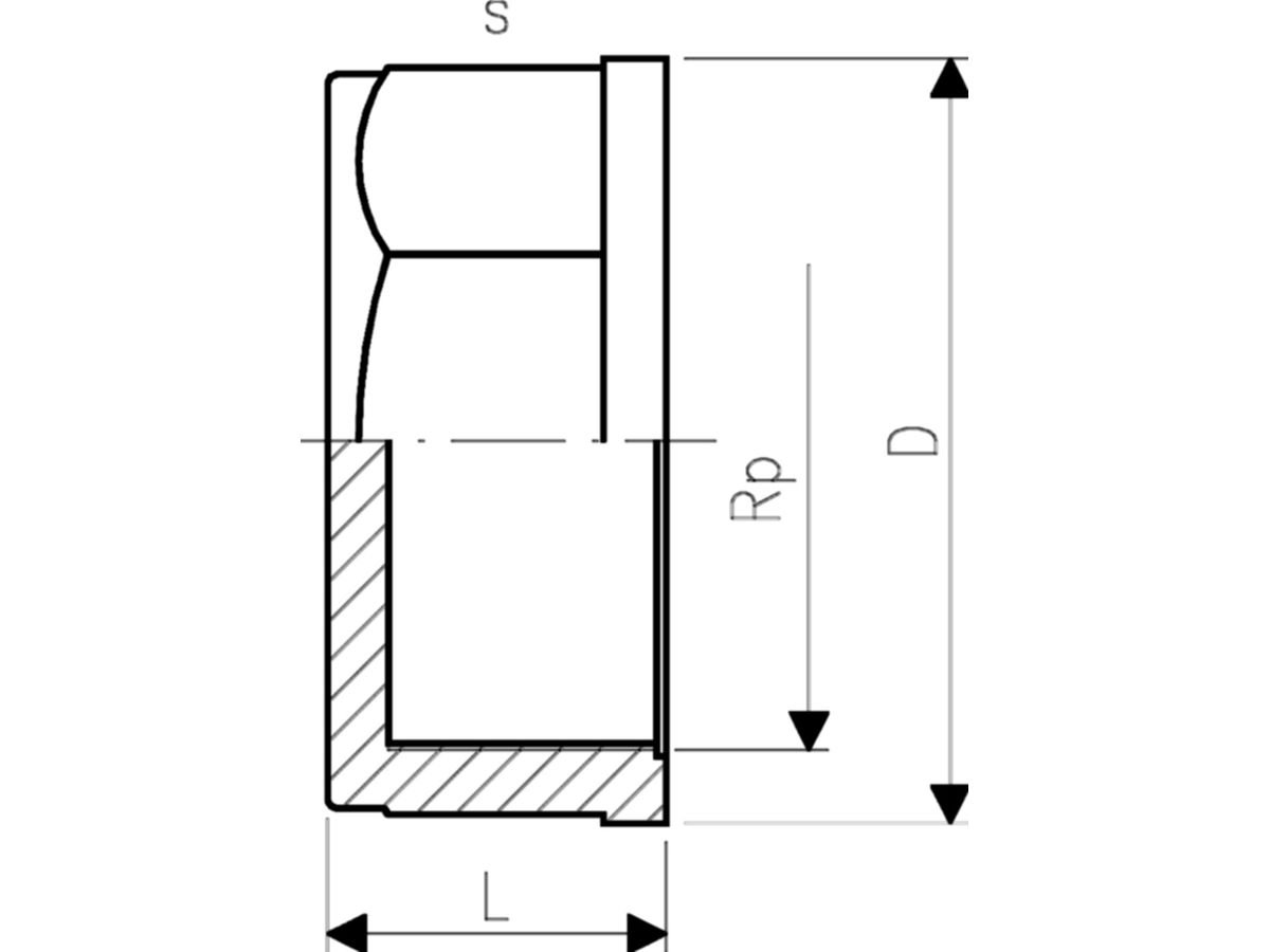 Kappe PVC-U Rp - mit zylindrischem Rohr IG