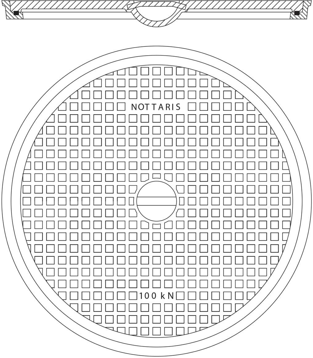 Schachtabdeckung Fig. 29H, 100kN - voll, mit Uni-Griff