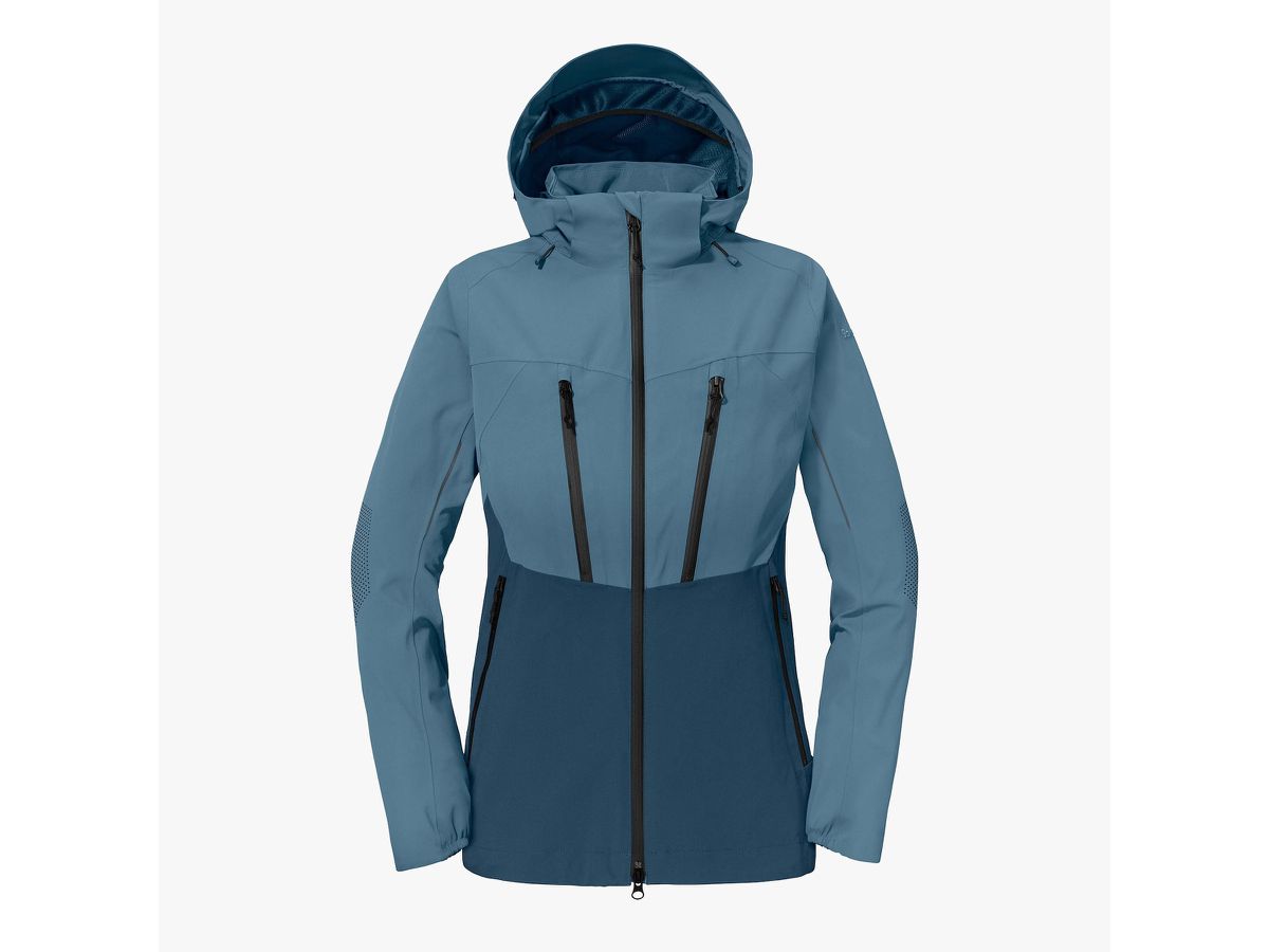 Wetterschutzjacke Zipln Damen Gr. L - 88%Nylon 12%Elasthan, blau