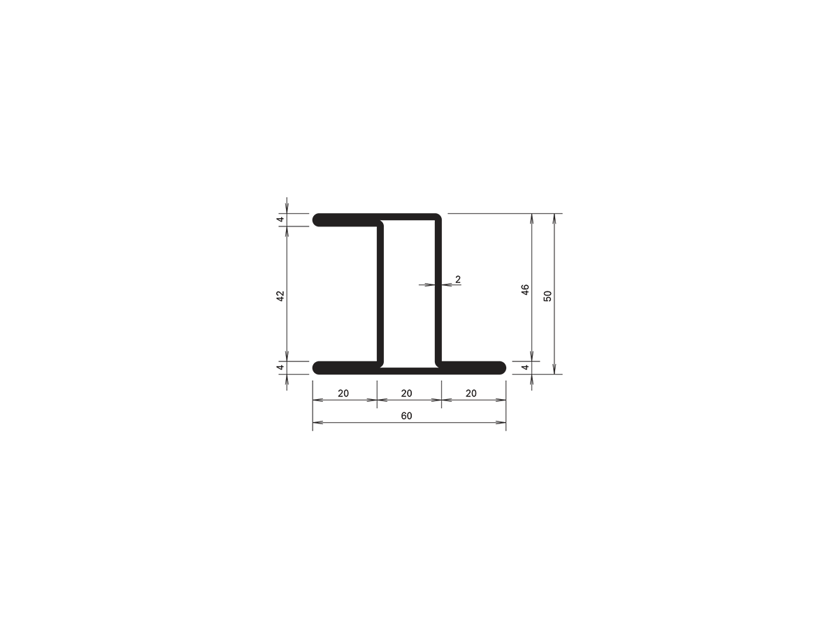 Profilstahlrohr Forster Nr.  05.535 - 50/20/20/2 mm