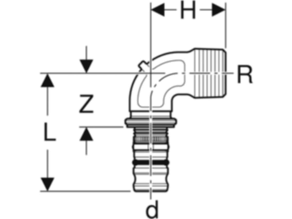 Geberit Mepla-Winkel 90°  16-1/2"AG