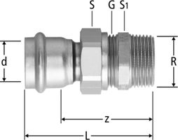 Optipress-Inox-Verschraubung - mit Aussengewinde