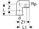 Mapress Edelstahl Übergangswinkel 90° - mit Innengewinde