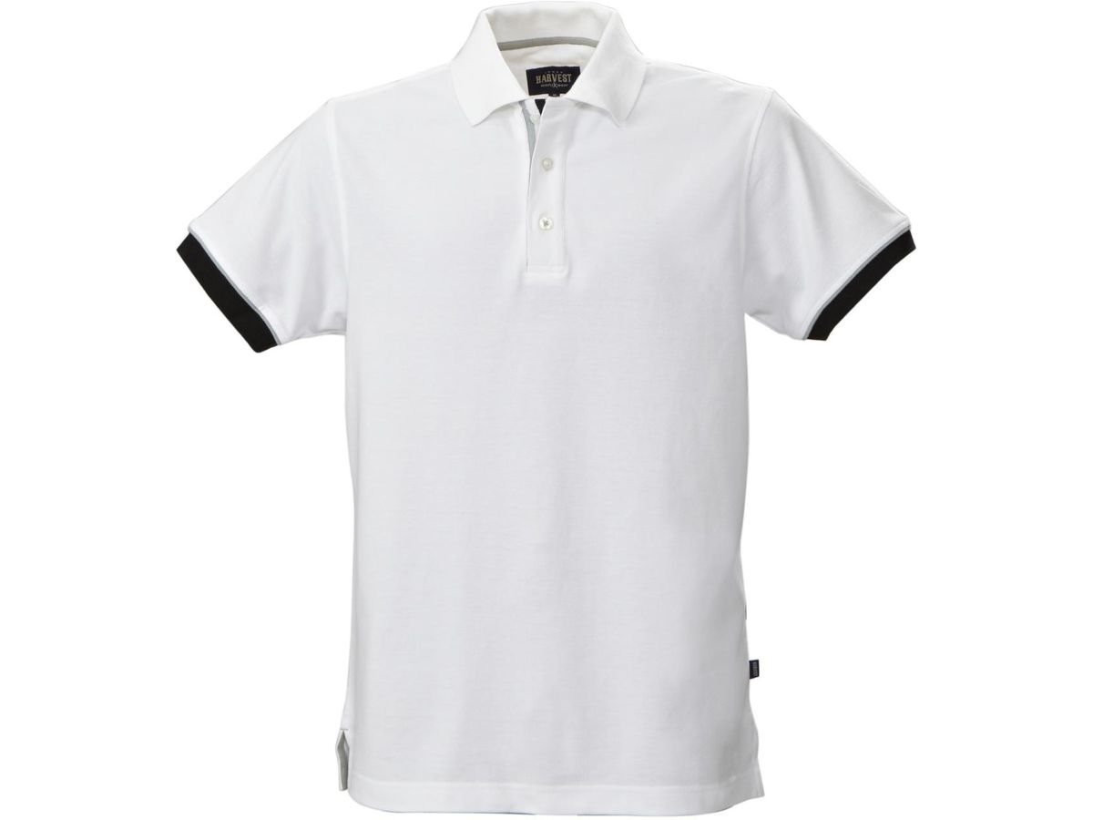 HARVEST ANDERSON Herren Poloshirt G. M - mit Knopfleiste, weiss, 100% Baumwolle