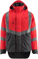 Regenjacke Harlow Gr. 2XL, 210 g/m² - hi-vis-rot/dunkelanth. 100% Polyester