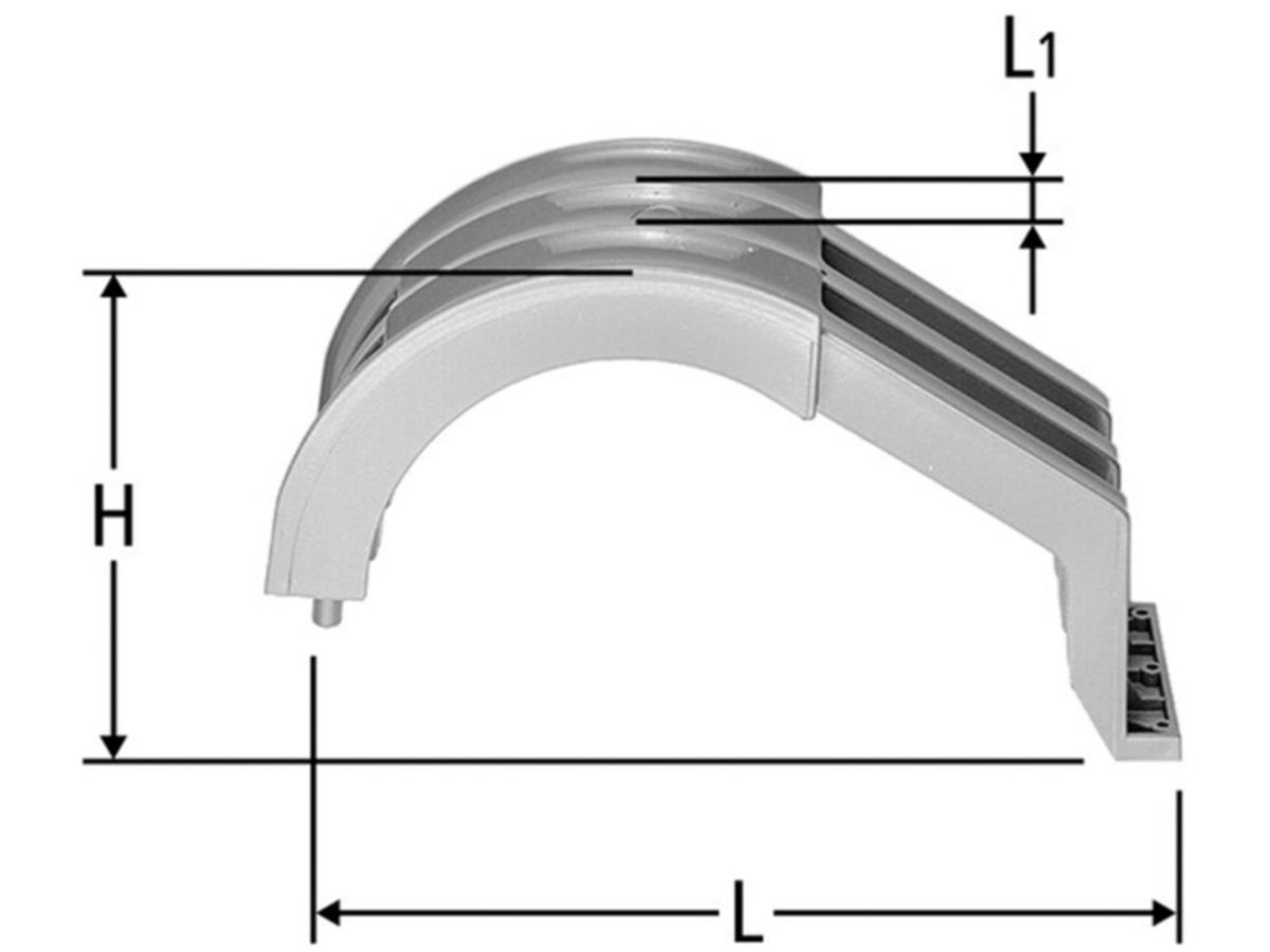 Optiflex Rohrbrücke, 3 Rohrführungen - passend zu Einlegebalken 8750