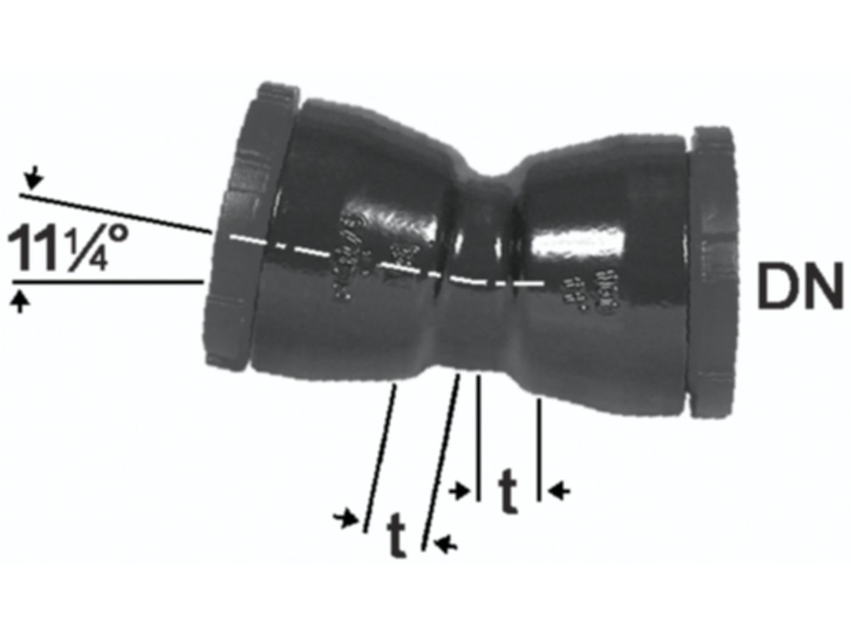 HD Bogen 11°, 2 Schraubmuffen - Fig. 2325a