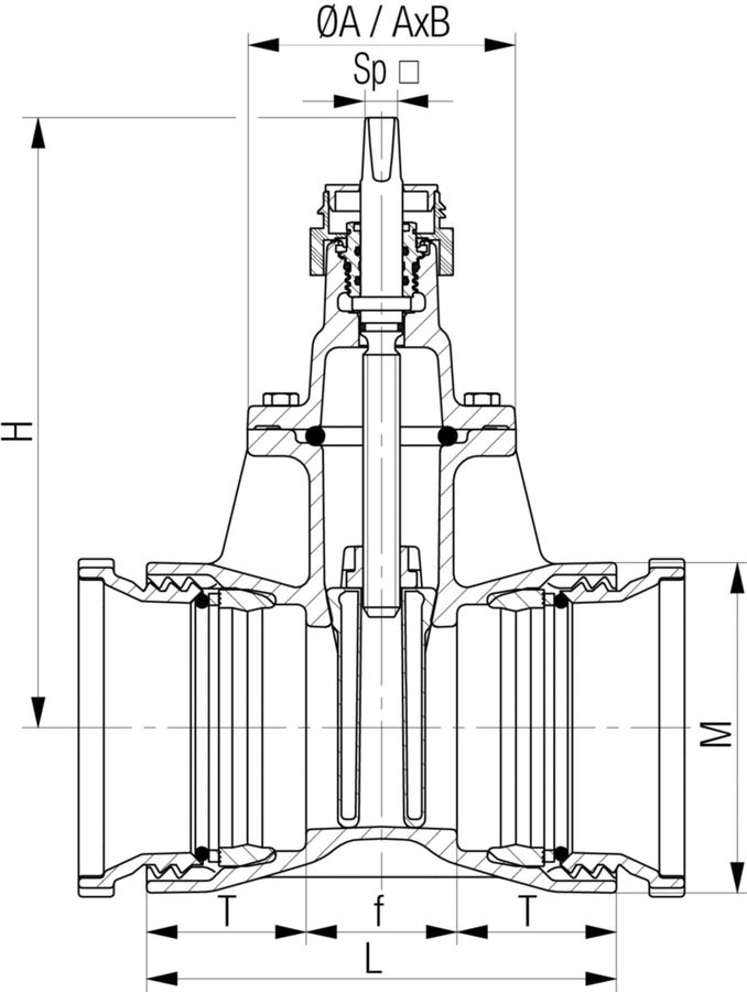 Schieber mit Schraubmuffen, blau - Fig. 5417