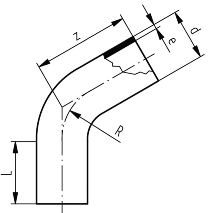 Bogen HDPE PE100 60° SDR11 - 5 bar Gas / 16 bar Wasser