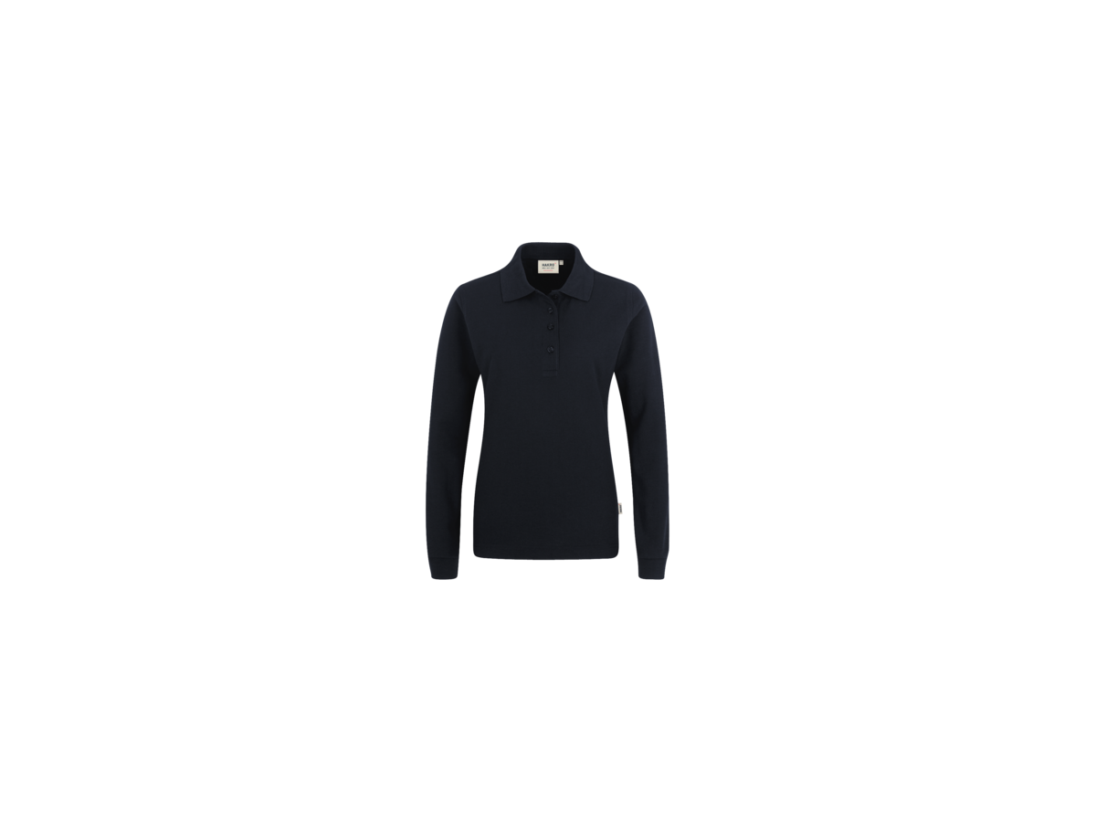 Damen-Longsl.-Polosh. Perf. M schwarz - 50% Baumwolle, 50% Polyester, 220 g/m²