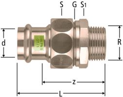 Optipress-G-Verschraubung mit AG - konischdichtend