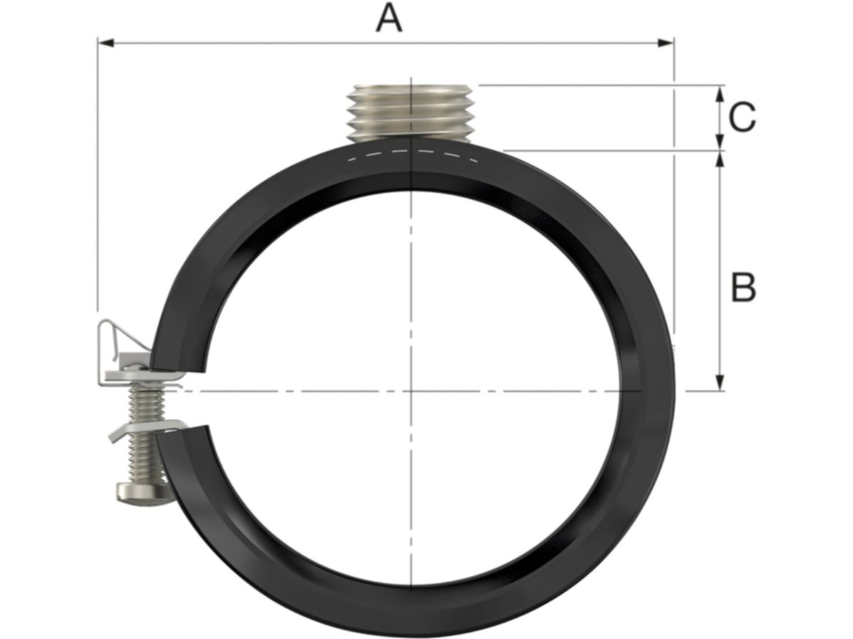 Rohrschellen Inox V4A 1/2"/M10  1/2" - ø 20-24 mm  BSA isoliert