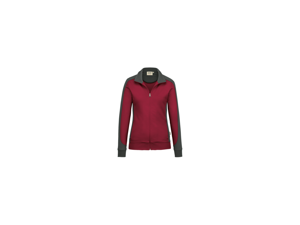 Damen-Sw.jacke Co. Perf. L weinrot/anth. - 50% Baumwolle, 50% Polyester, 300 g/m²