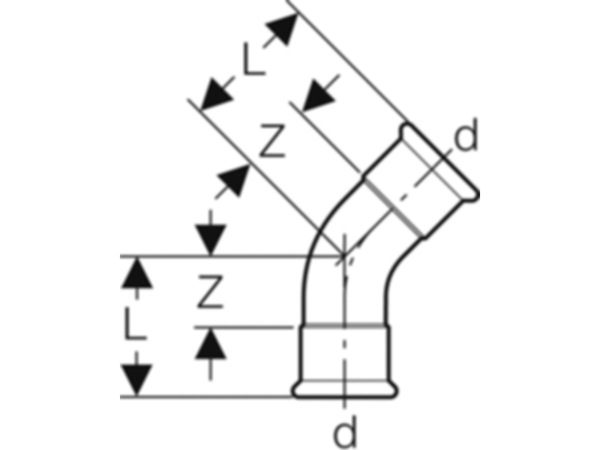 MPF-Bogen 45° Gas  22 mm