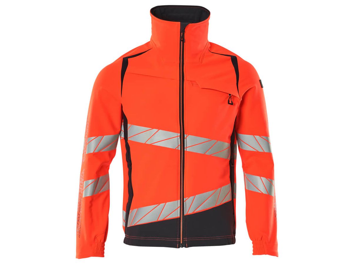 Jacke ultimate Stretch, Gr. L - hi-vis rot/schwarzblau