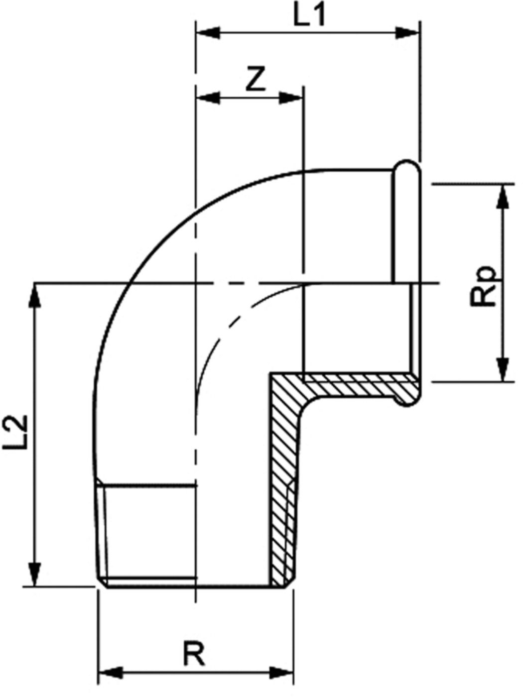 Winkel Messing 90° mit Aussengewinde