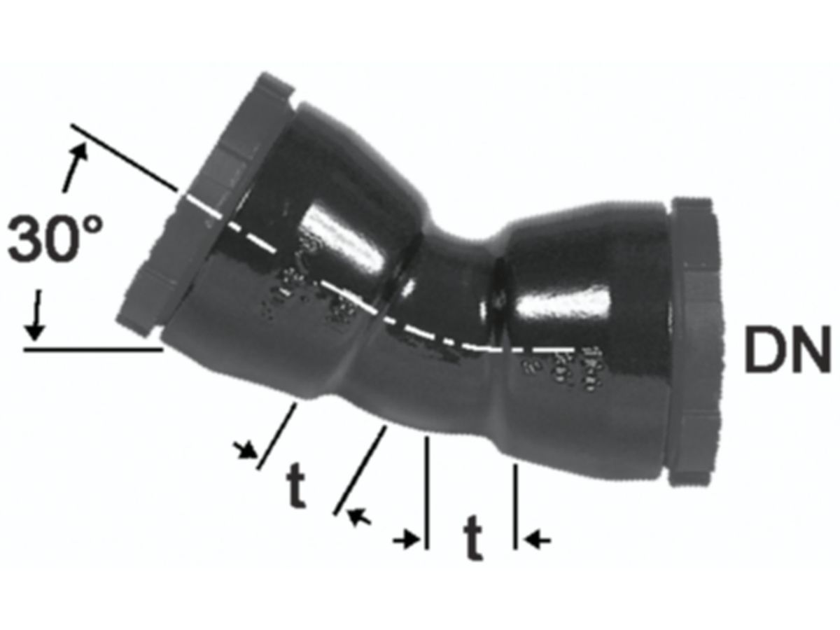 HD Bogen 30°, 2 Schraubmuffen - Fig. 2323a