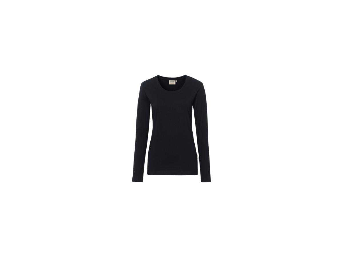 Damen-Longsleeve Perf. Gr. L, schwarz - 50% Baumwolle, 50% Polyester