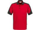 Poloshirt Contrast Perf. M rot/anthrazit - 50% Baumwolle, 50% Polyester
