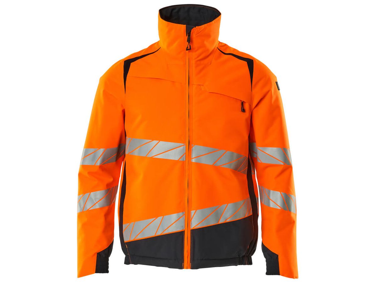 Winterjacke wind-/wasserdicht, Gr. M - hi-vis orange/schwarzblau, 100% PES