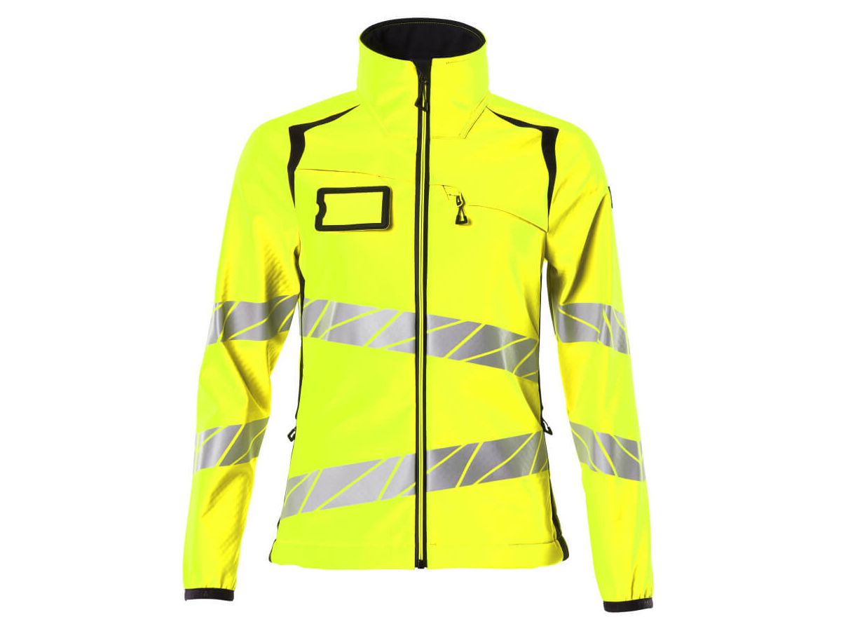 Soft Shell Jacke, Damenpassform, Gr. XS - hi-vis gelb/schwarzblau, 100% PES