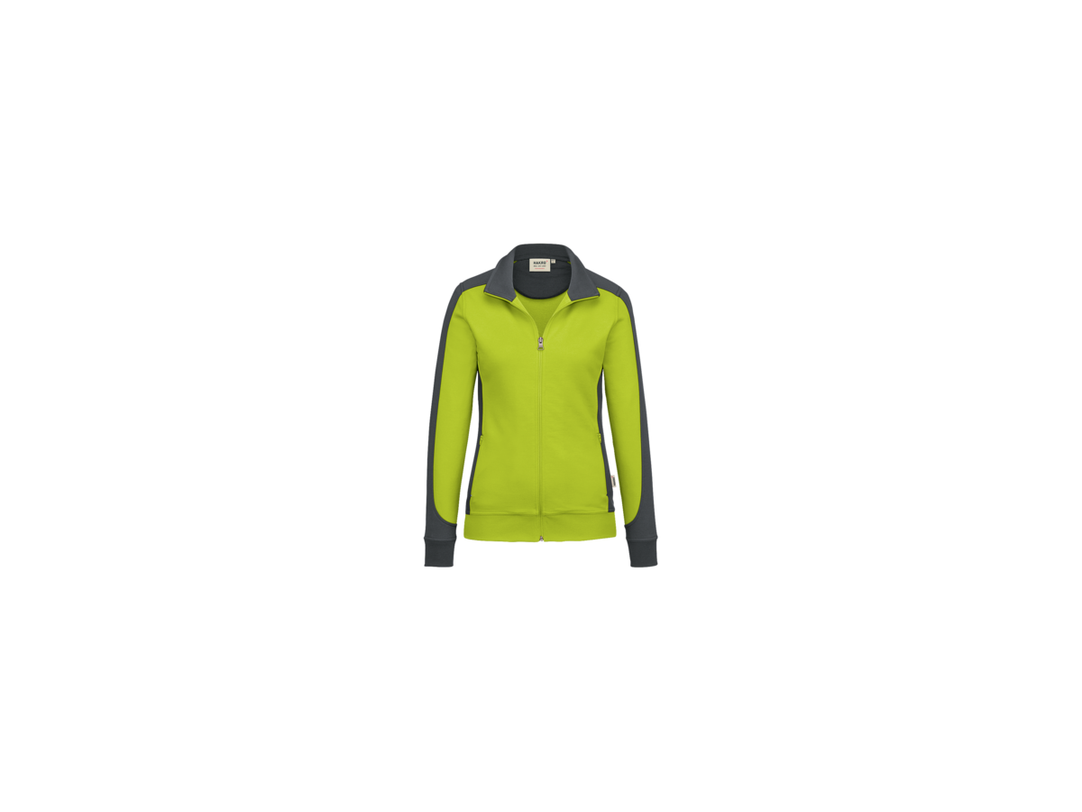 Damen-Sw.jacke Contr. Perf. M kiwi/anth. - 50% Baumwolle, 50% Polyester, 300 g/m²