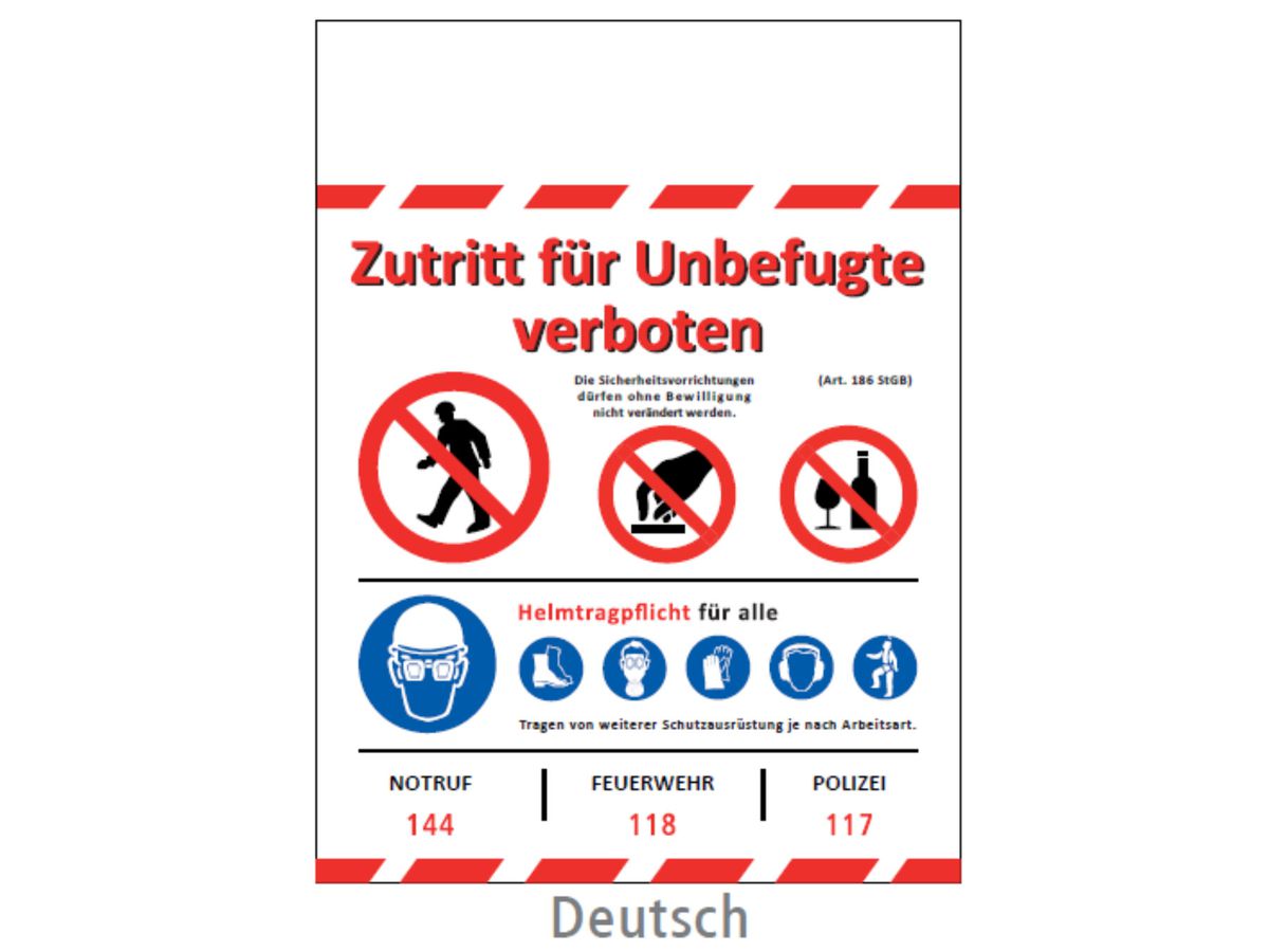 Blache "Zutritt verboten" - Format: 50x70 cm