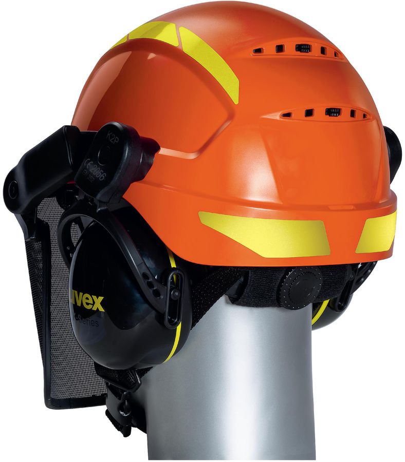 UVEX pheos forestry Schutzhelm orange - mit Metallvisier und Gehörschutz