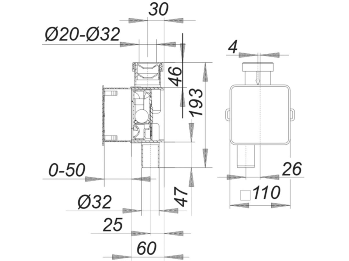 Dallmer Klimasiphon 138  32 mm - nach DIN 19541