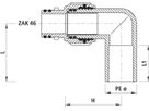 PE-Anschweissende 90°, mit ZAK-Anschluss - ZAK 46, d 50 mm  6190