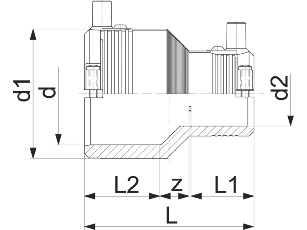 Reduktion PE100 S-5 SDR 11 PN ELGEF - 10 bar Gas / 16 bar Wasser