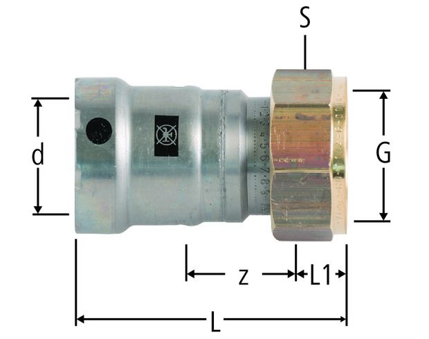 Optifitt-Press-Anschlverschraubung - PN 16, Stahl verz./vernickelt