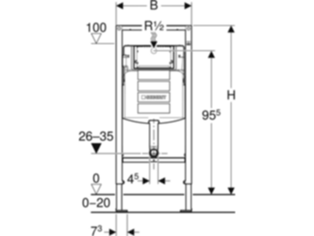 Geberit Duofix-Element für Kinder-und - Kleinkinder-Stand-WC, 112 cm