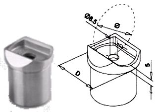 Rohrsattel aus Guss in Edelstahl - Einstand 30mm / Wst. 4301