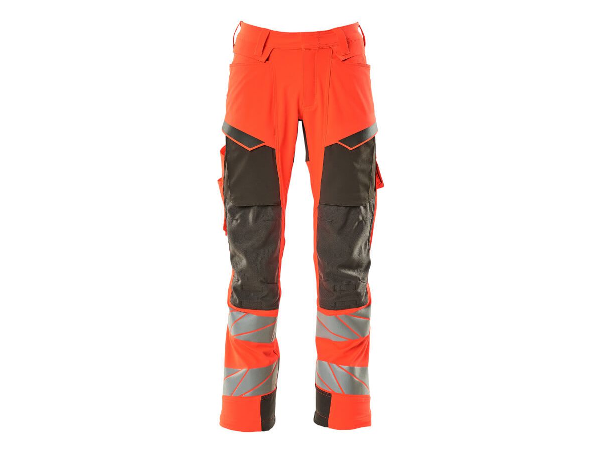 Hose mit Knietaschen, Stretch, Gr. 82C51 - hi-vis rot/dunkelanthrazit