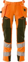 Hose mit Hängetaschen Stretch, Gr. 76C46 - hi-vis orange/moosgrün, 92% PES/8%EL