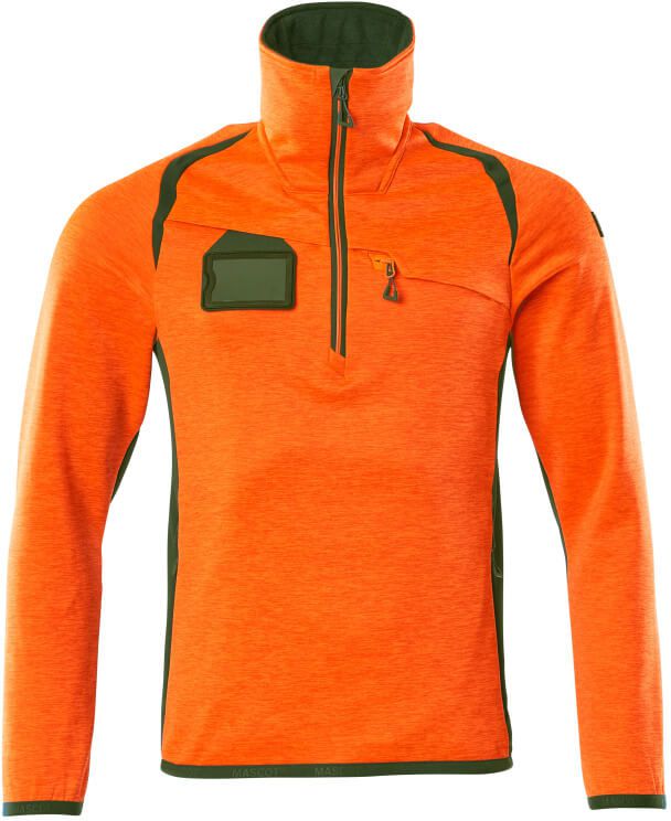 Fleecepullover mit Reissverschl. Gr. 5XL - hi-vis orange/moosgrün, 94%PES/6% EL