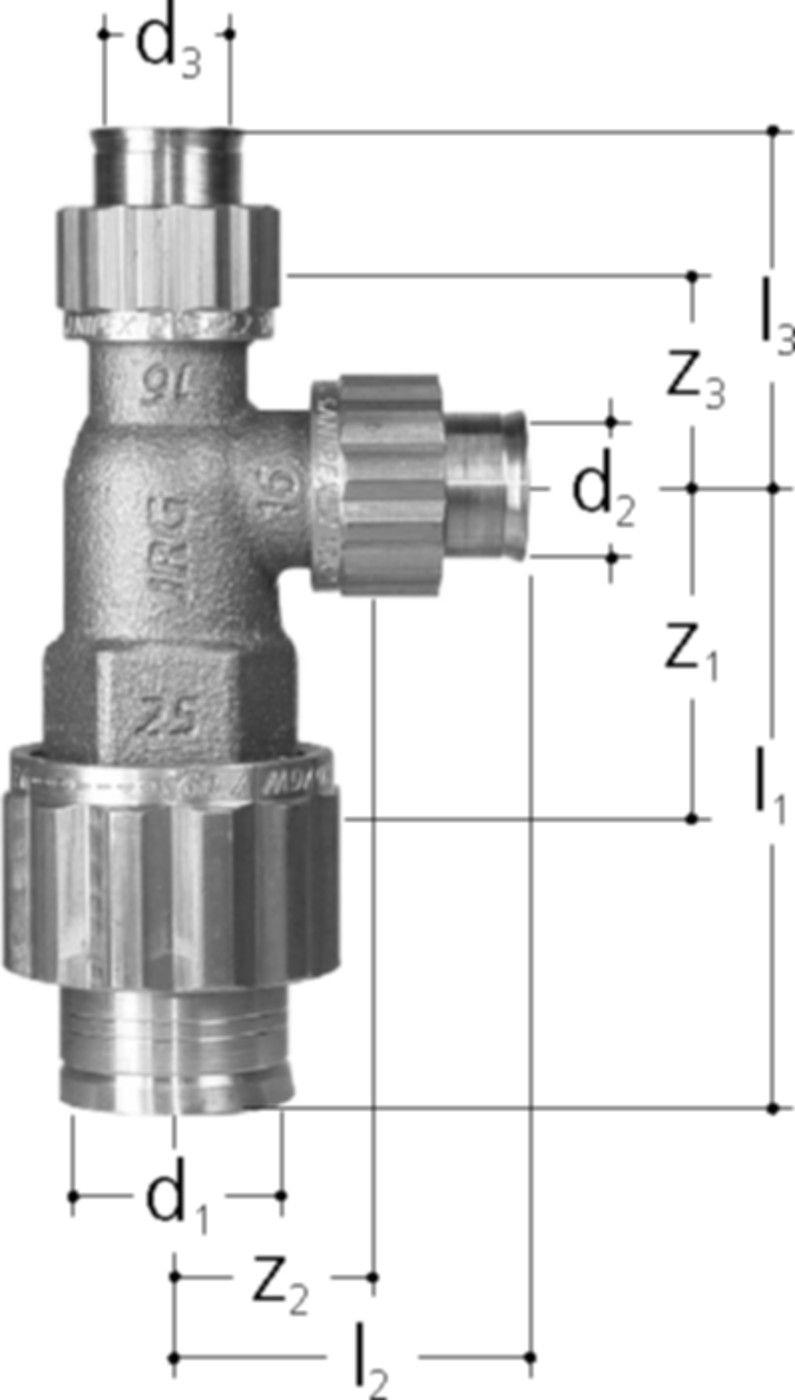 Sanipex T-Stück mit Innengewinde - aus Rotguss, mit Bördel-Verschraubung