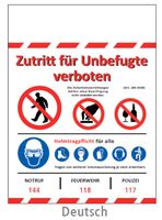 Blache "Zutritt verboten" - Format: 50x70 cm