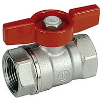 Kugelhahn mit rotem Flügelgriff IG-IG - Messing verchromt
