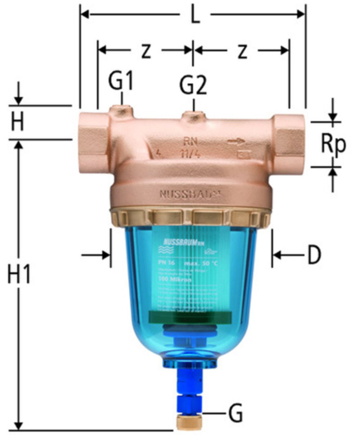 Feinfilter PN 16 Nussbaum - Nr. 18010
