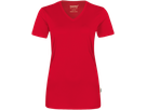 Damen-V-Shirt COOLMAX Gr. XS, rot - 100% Polyester, 130 g/m²