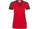 Damen-V-Shirt Contr. Perf. 6XL rot/anth. - 50% Baumwolle, 50% Polyester, 160 g/m²