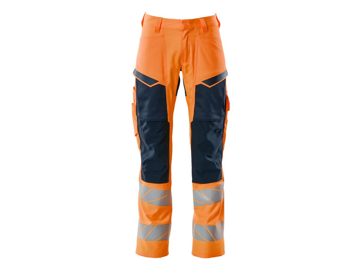 Hose mit Knietaschen, Gr. 82C50 - hi-vis orange/schwarzblau