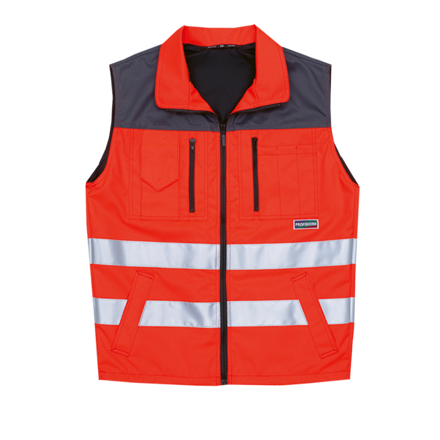 Warnschutz-Gilet - Leuchtrot/graues mit Reflexstreifen