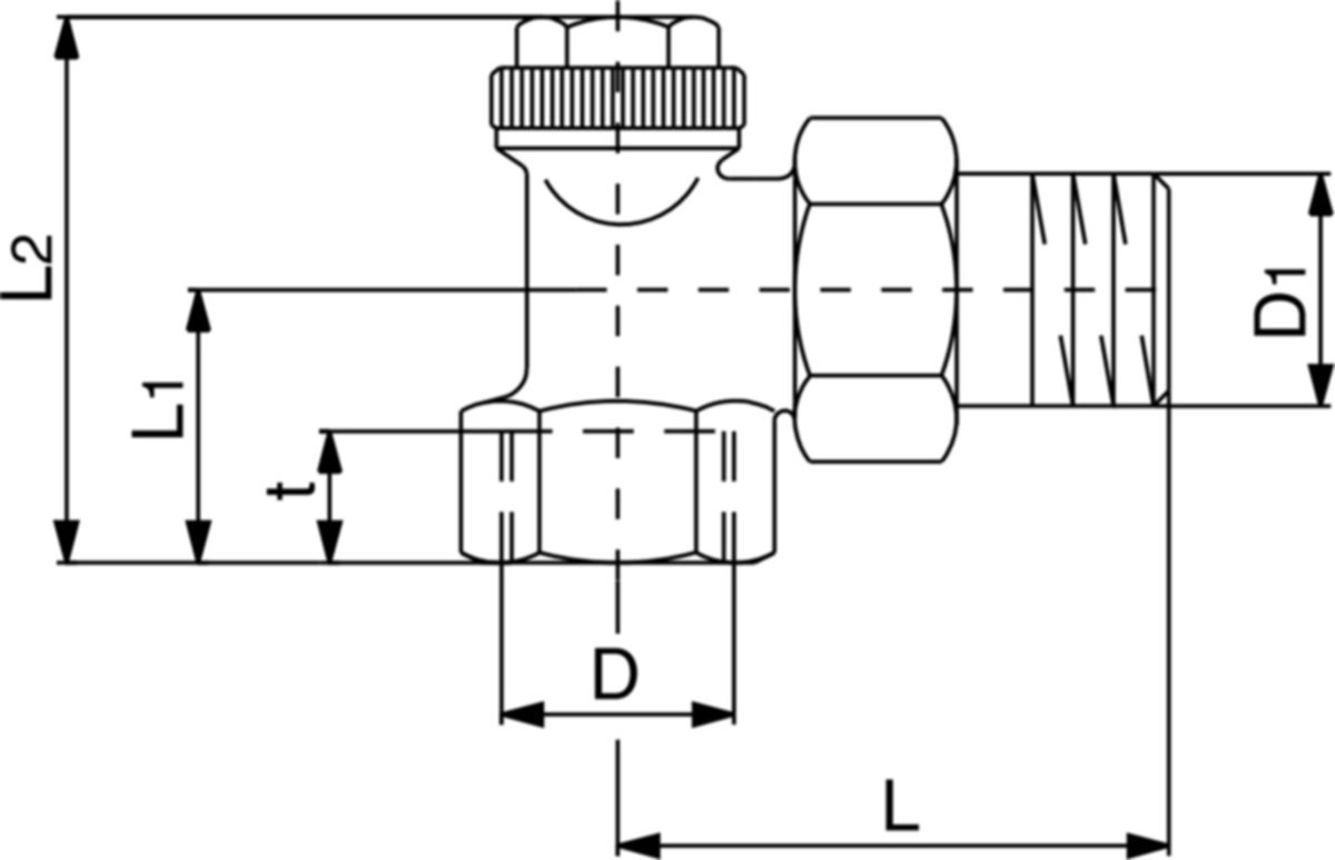 Verschraubung "Combi 3" Eckform IG - Messing vernickelt