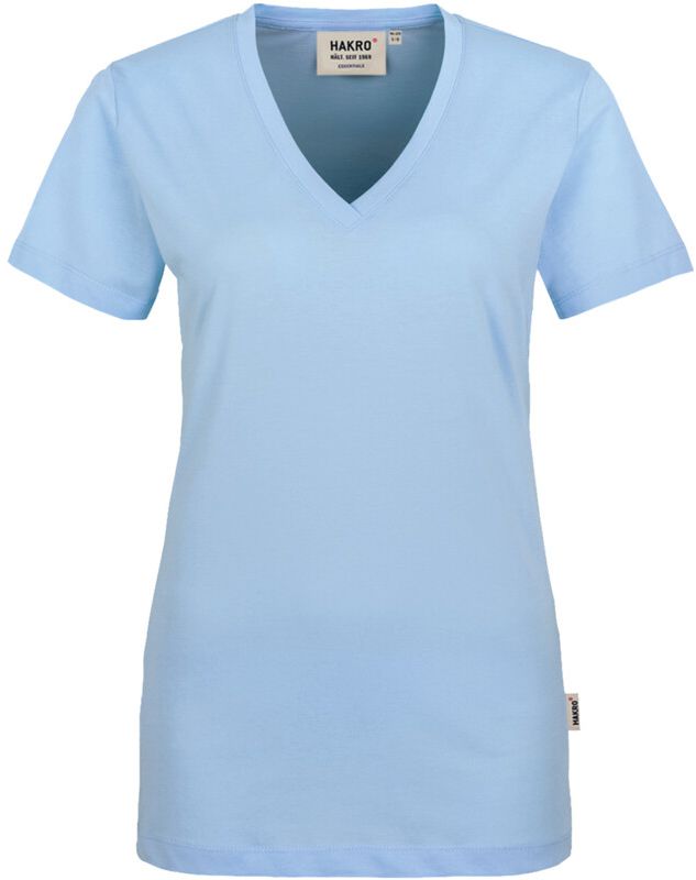 Klassisches V-Shirt mit feminimen V-Aus- - schnit. 100 % Baumwolle. Grössen XS-3XL