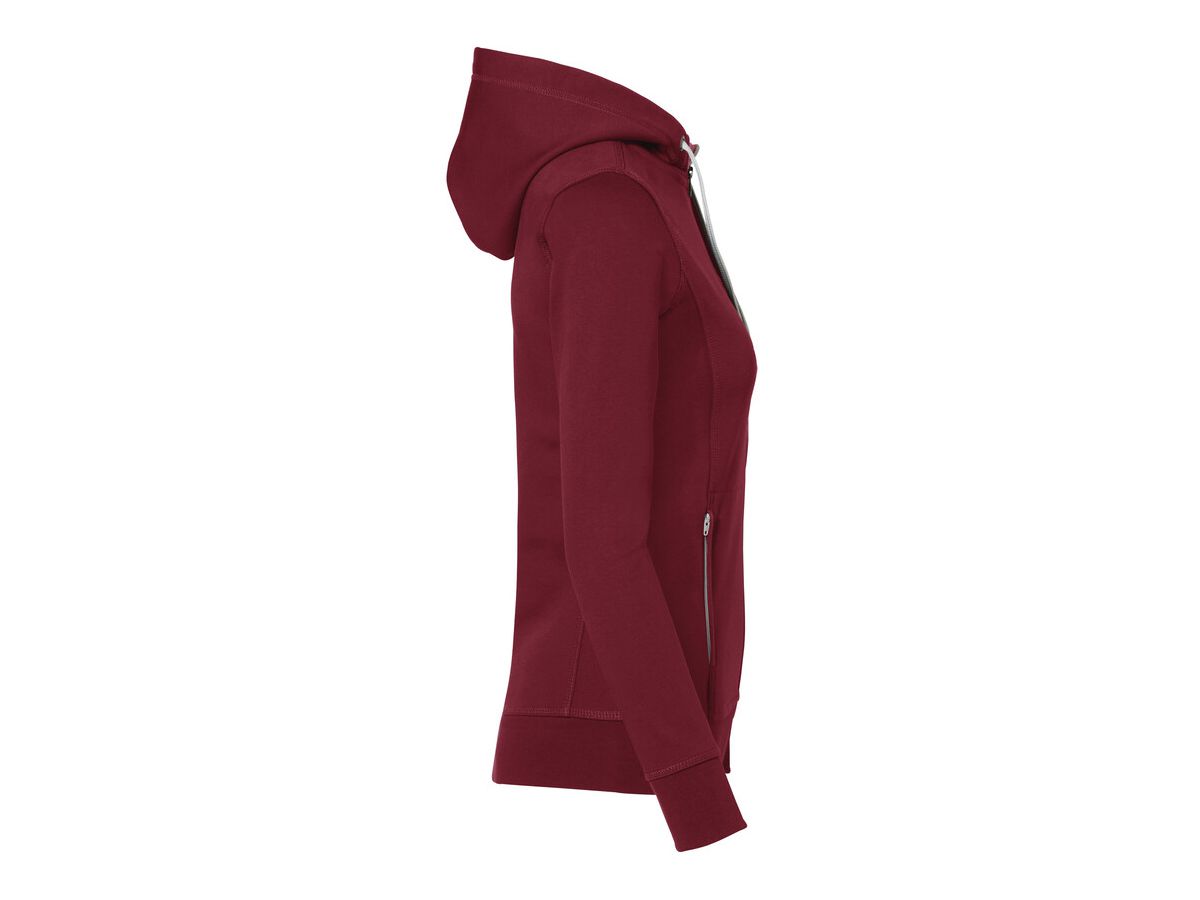 Damen Kapuzenjacke Bonded, Gr. XL - weinrot/silber
