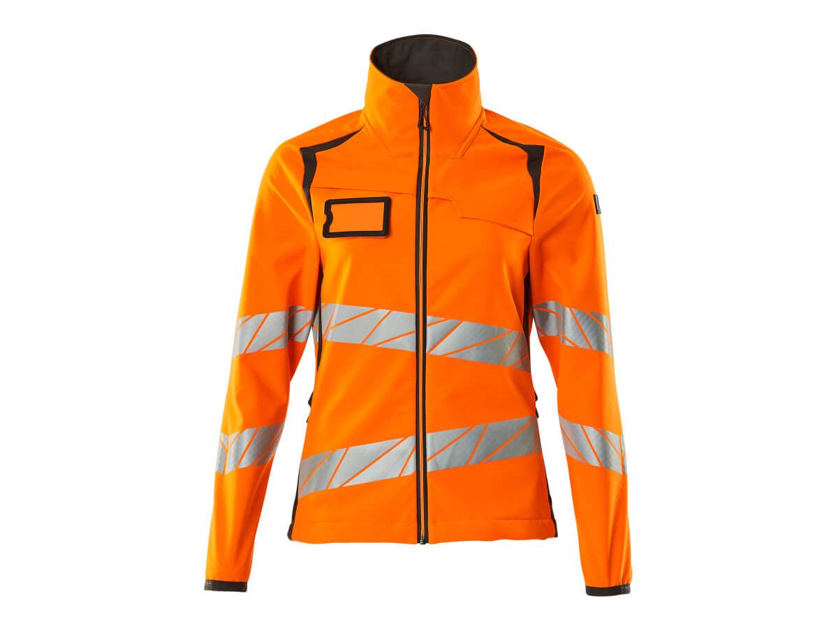 Soft Shell Jacke, Damenpassform, Gr. L - hi-vis orange/dunkelanthrazit, 100% PES